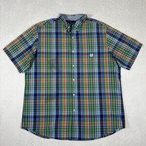Chaps RL Mens 2XLT Plaid Button Down Short Sleeve Shirt Casual Multicolor Madras